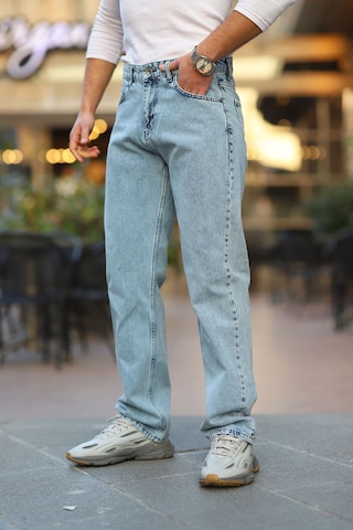 Little Cup Jeans Co Erkek Kar Yıkama Baggy Fit Rahat Kalıp Jean Pantolon Gri