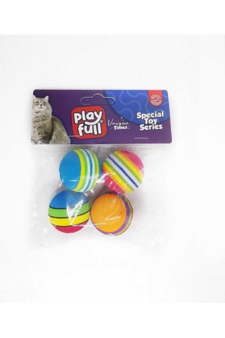 Playfull Renkli Sünger Top Kedi Oyuncağı 3,5 Cm 4'Lü Playfull Renkli Sünger Top Kedi Oyuncağı 3,5 Cm 4'Lü
