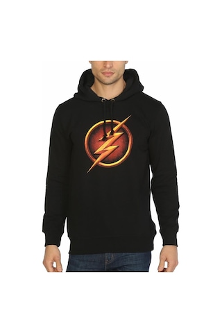 Bant Giyim - Flash Siyah Kapüşonlu Erkek Sweatshirt Hoodie