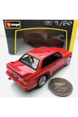 Yeni - New 1988 Bmw M3 E30 Red 1:24 Ölçek Burago Marka