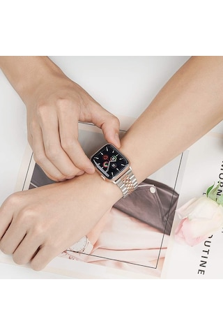 Apple Watch Seri 2 3 4 5 6 7 8 Se Ultra Uyumlu 38 40 41 Mm Uyumlu Paslanmaz Çelik Rolex Saat Kordonu