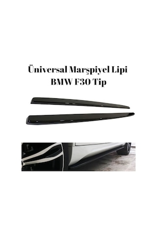 Üniversal Marşpiyel Lipi Alt Yan Bıçak Bmw F30 Tip 204cm Kesilebilir Piano Black Parlak Siyah 2li Set