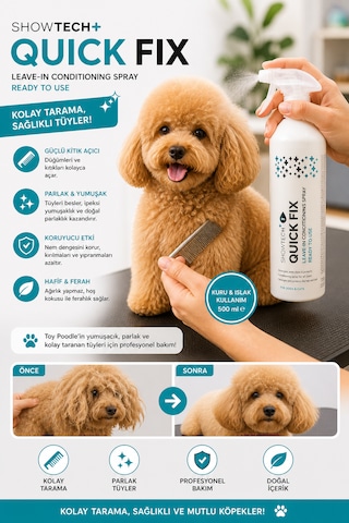 Show Tech+ Quick Fix Köpek Kıtık Açıcı Kolay Tarama Spreyi 500 Ml - Kuru Ve Islak Kullanım