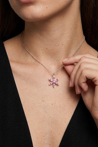 Lotus Çiçeği Minimal 925 Ayar Gümüş Kadın Hediye Kolye 01783 Pembe