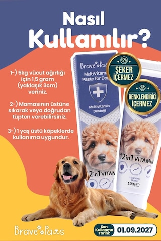 Yetişkin Köpekler İçin Multivitamin Malt Macunu Gelişim Tamamlayıcı Ve Zindeliklı Yaşam Formülü