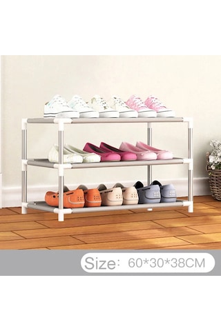 Gajeena Çok Katlı Örgü Tabanlı Ayırıcı Ayakkabı Rafı: Ev/okul İçin Toz Koruyucu, Plastik-örgü Malzeme, 3-8 Katlı Montajlı Ayakkabı Saklama Rafı Gri