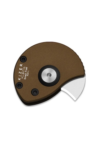 Kizer Snail-trail 5th Pocket Coin Knife Detent Slip Joint Aeb-l Matte Brass-tone Aluminum Handle Flat Grind Kizerv 2757a1 Kamp Çakısı Kum