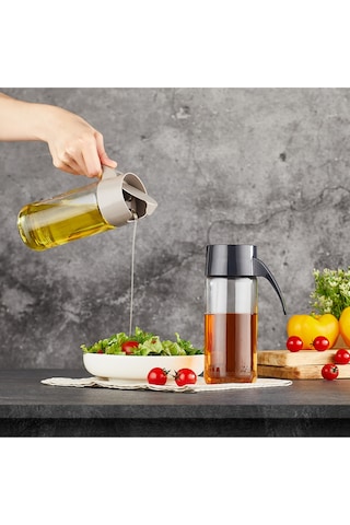 Yağlık Sos Şişesi Qlux Cam Yağlık Kapaklı Yağlık 500 Ml C-00413 Ev Lokanta Cafe Yağlık Sosluk Bej Diğer