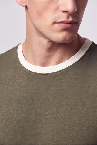 Efor Slim Fit Bisiklet Yaka Haki - Ekru Tişört Ts 932 Haki-ekru