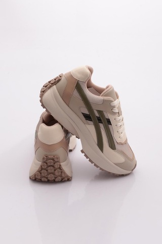 Dgn 83147 Kadin Sneaker Ayakkabi Bej Yeşil