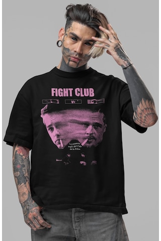 Efsane Film Fight Club Tyler Durden Ön Baskılı Unisex Oversize Ti Siyah