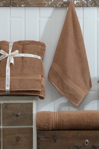 2li Banyo Havlu Seti 90x160cm +50x90cm Ds Kahve Kahve