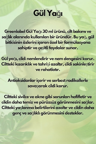 Greenlabel Gül Yağı 30 ML