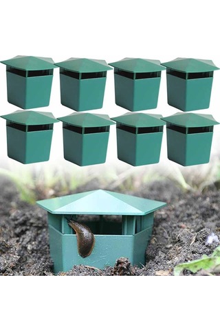 Geeksen 8 Adet Yeşil Plastik Bahçe Sünger & Salyangoz Tuzağı - Çevre Dostu Zararlı Kontrol Aleti, Bitki Koruyucu, Sıcak Suya Dayanıklı