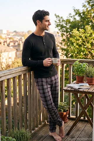 Buratti Lastikli Bel Düz Paça Yumuşak Dokulu Polar Pijama Altı Erkek Pijama Altı 6098001 Siyah-bordo