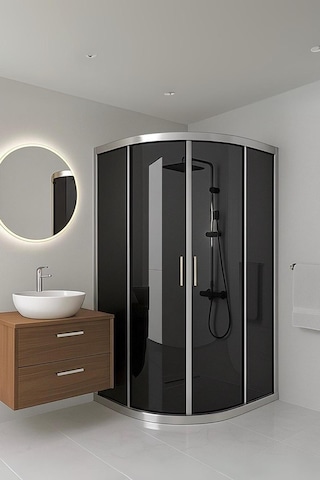 Duşakabin Füme Temper Cam Elegant Seri Oval Krom Profil - Yükseklik: 190 Cm Krom