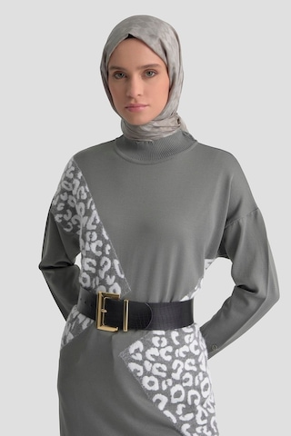Armine Trend Leopar Desenli Triko Tunik Gri 25ytd4109 Gri