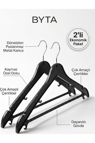 Çok Amaçlı Askı Aparatı 2 Adet Kemer, Kravat, Çanta Ve Şal Askılığı, Dolap İçi Düzenleyici Siyah