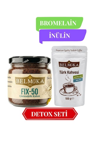 Detox Seti Fix-50 Hindiba Kahvesi 120 G - Bromelain Ve İnülin Katkılı Türk Kahvesi 100 G Çözünebilir
