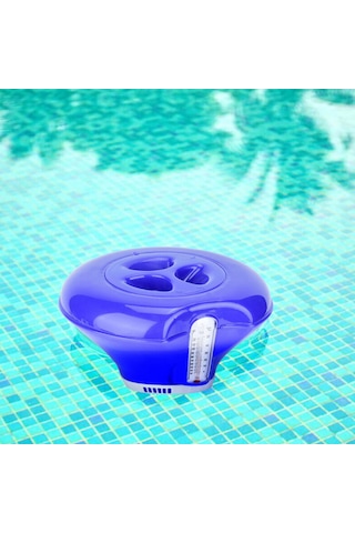 Teltree Mavi Pvc Havuz Dispenseri, Termometreli 0-50 C, Kimyasal Kontrol, Çocuk Güvenli Kapağı, Akvaryum/havuz/uzun Kullanim Süresi