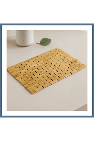 Buradabulabilirsin Bambu Ahşap Kaymaz Banyo Paspası 42x62 Cm Bbz