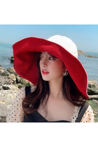 Geniş Kenarlı Katlanabilir Plaj Şapkası Büyük Boy Moda Kova Tasarımı, Güneşten Koruma Ve Şık Stil İçin Beyaz