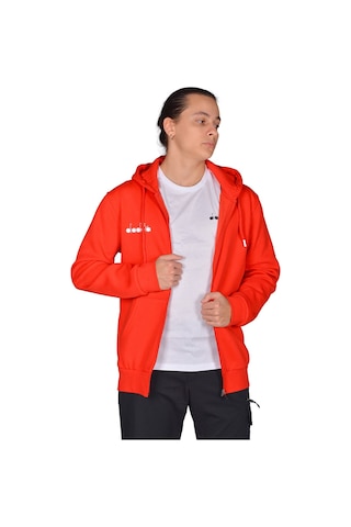 Diadora İmola - Erkek Kırmızı Pamuklu Tam Fermuarlı Sweatshirt Kırmızı