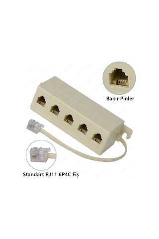 1 Giriş 5 Çıkış Kablolu RJ11 6P4C Telefon Çoklayıcı