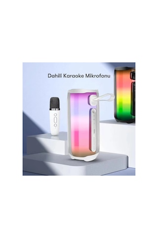 Newface - 605 - Pluse 5 Mikrofonlu Rgb Kablosuz Hoparlör - Csmo-tex - - Beyaz