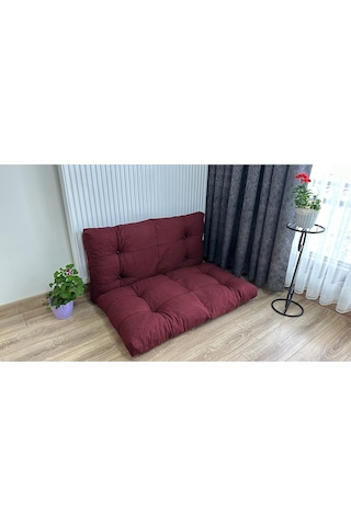 Modern Style Home Kalorifer Önü Yer & Palet Minderi 2'li Takım Bordo