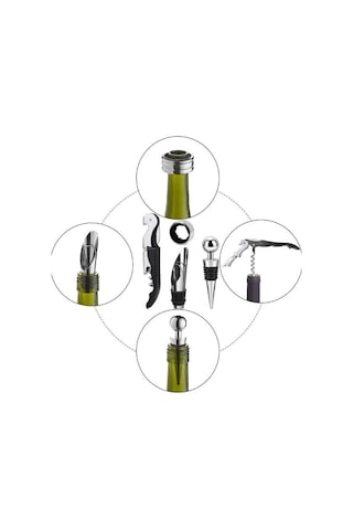 Kutulu 4 Parça Şarap Tirbüşon Şaraplık Şarap Açacağı Seti cin374