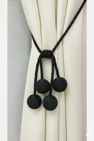 Modern Sarım 4 Toplu Braçol Kornişe Takmatik Ipli Tavan Perde Aksesuarı Siyah