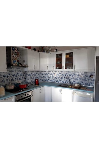 Mutfak Tezgah Arası Folyo Kendinden Yapışkanlı Kaplama Çiçek Desen 60cm X 100cm