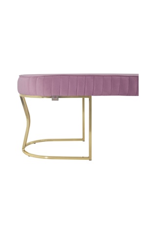Viego Gold Striped- Pembe Kapitoneli Chester Model Puf & Bench & Koltuk & Uzun Makyaj Puff & Yatak Ucu &önü