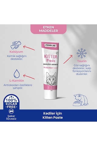 Foodline Kitten Malt Macun 100 Gr, Yavru Ve Anne Kediler İçin Bağışıklık Sistemi Tamamlayıcı