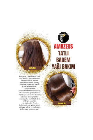Amazeus Tatlı Badem Yağı %100 Saf Ve Doğal Besleyici Etki 50 Ml / 1.7 Fl Oz 20 ML