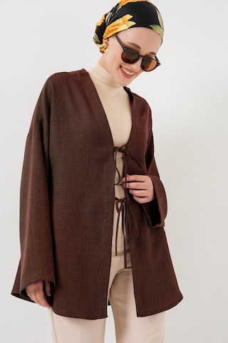 Bigdart Keten Tesettür Kimono 5968 - Kahverengi