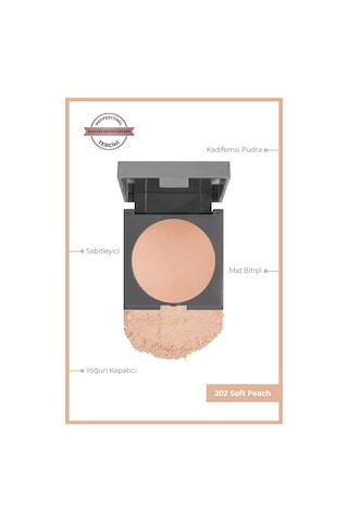 Alix Avien Mat Bitişli Sabitleyici Yoğun Kapatıcı Pudra Baked Powder 202 Soft Peach 0