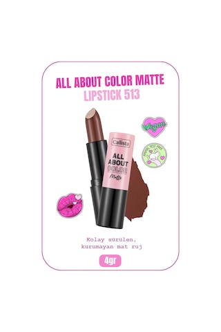 Callista All About Color Matte Lipstick Mat Görünümlü Ruj 513 Hot Cocoa - Kahverengi