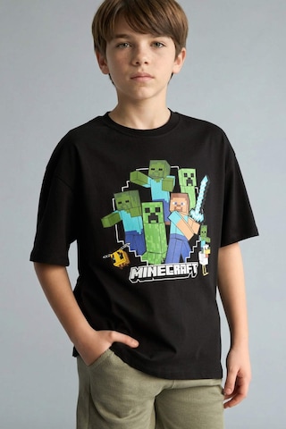 Defacto Minecraft Oversıze Bisiklet Yaka Kısa Kollu Tişört Erkek Çocuk H3512a826smbk81 Siyah-bk81