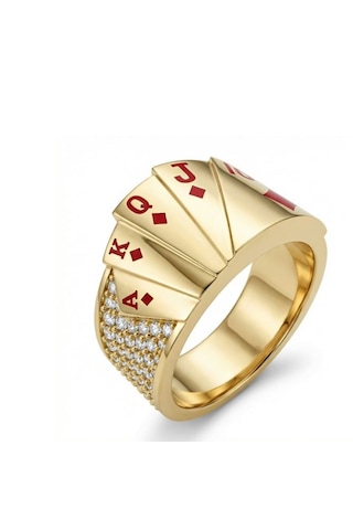 Karo Royal Flush Yüzük Çok Renkli