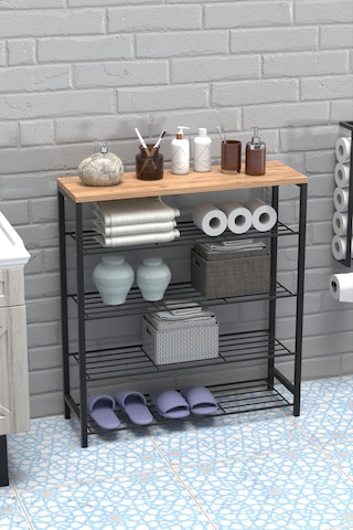 Retodesign 5 Katli Ayakkabilik- Banyo Rafi -çok Amaçli Raf 1890 Siyah - Atlantik Çam