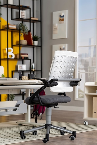 Creo Mobili Yükseklik Ayarlı Vega Plus Çalışma Sandalyesi, Ofis Ve Bilgisayar Koltuğu Beyaz/gri Gri