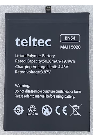 Teltec Xiaomi Redmi Note 9 Uyumlu Bn54 Pil Batarya 1 Yıl 5020 Mah