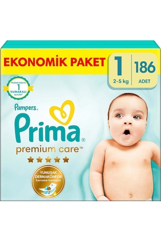 Prima Bebek Bezi Premium Care 1 Numara 186 Adet Yenidoğan