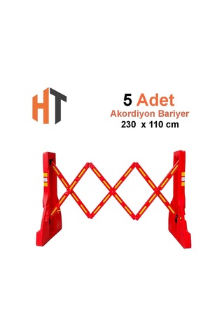 5'li Akordiyon Bariyer Seti Kırmızı 230 X 110 Cm