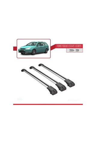 Ford Focus Estate C307 2004-2011 Arası İle Uyumlu Ace-1 Ara Atkı Tavan Barı Gri 3 Adet Bar