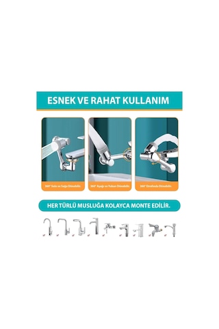 Evrensel 2 Modlu Robotik Kol Mutfak Banyo Musluk Başlığı