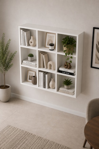 Nest 9'lu Küp Kitaplık Y:88 G:88 D:20 / Beyaz