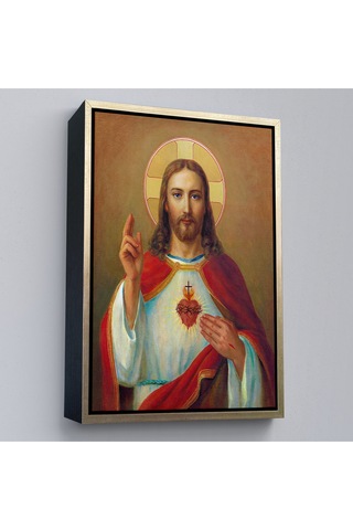 Çerçeveli İsa'nın En Kutsal Kalbi Tablosu - The Most Sacred Heart Of Jesus-6478